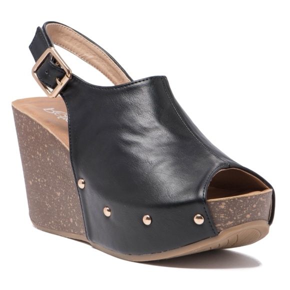 Black Vegan Leather Wedges - Picture 8 of 8